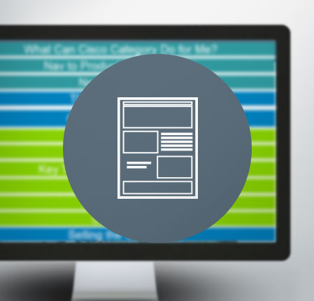 Monitor displaying colored rows of data with a gray circle displaying a webpage icon over the data.