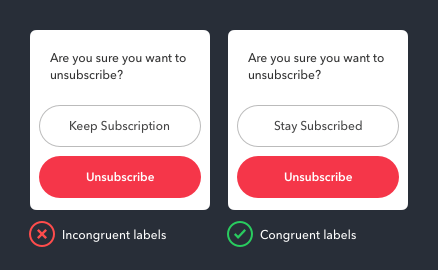 Example of poor UX writing