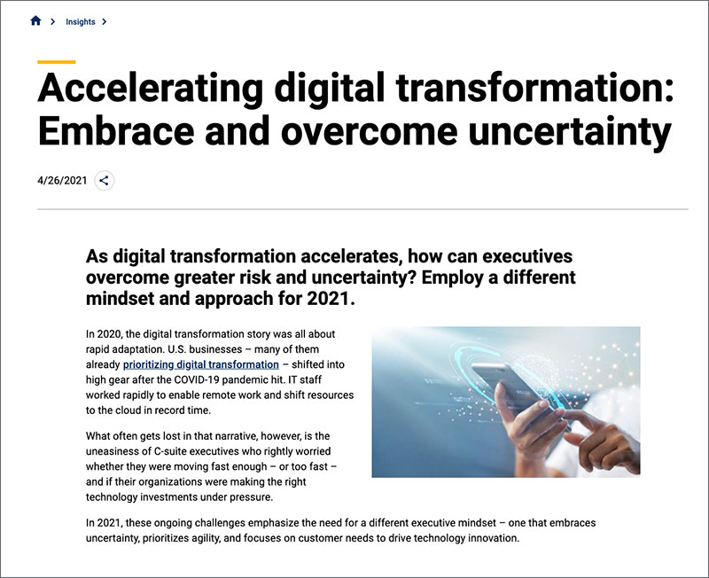 Crowe example of innovative thought leadership on digital transformation