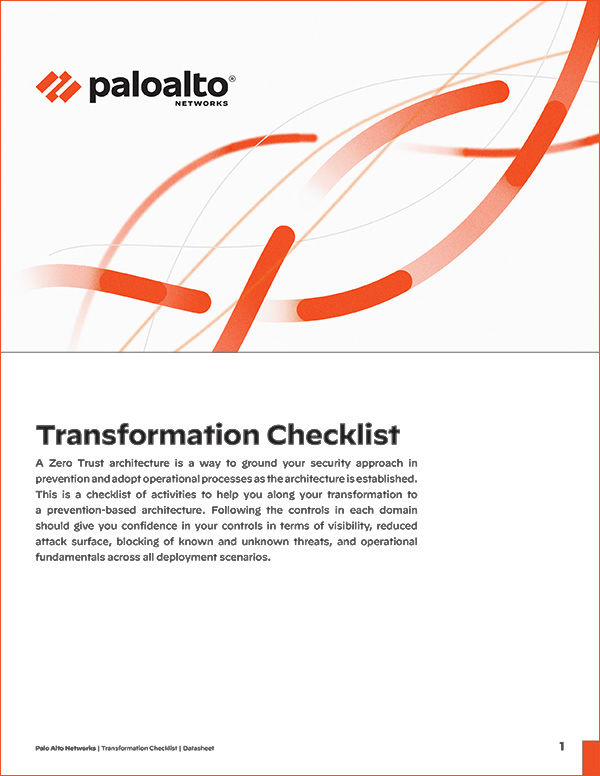 Example of a short  but effective checklist from Palo Alto Networks