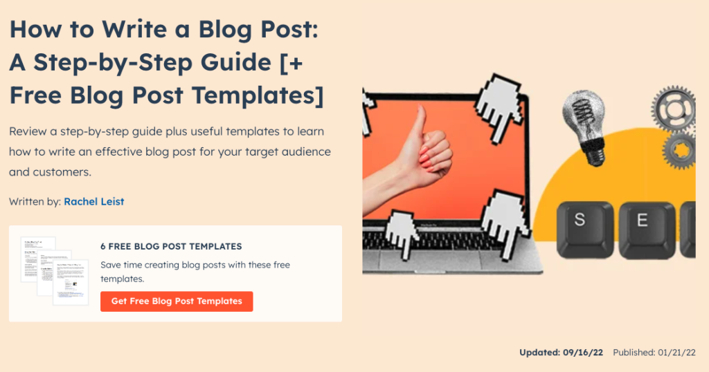 How-to guides and templates are common formats for evergreen content. Hubspot’s how-to guide and template is a perfect example.