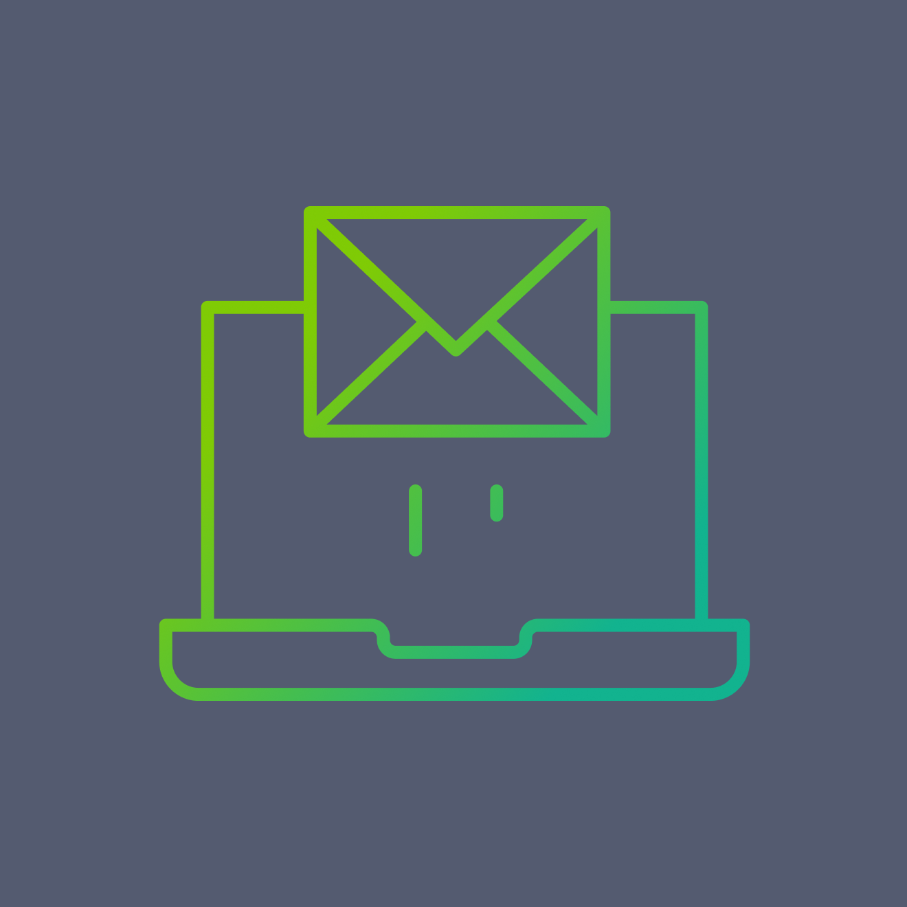 Icon of laptop with an email