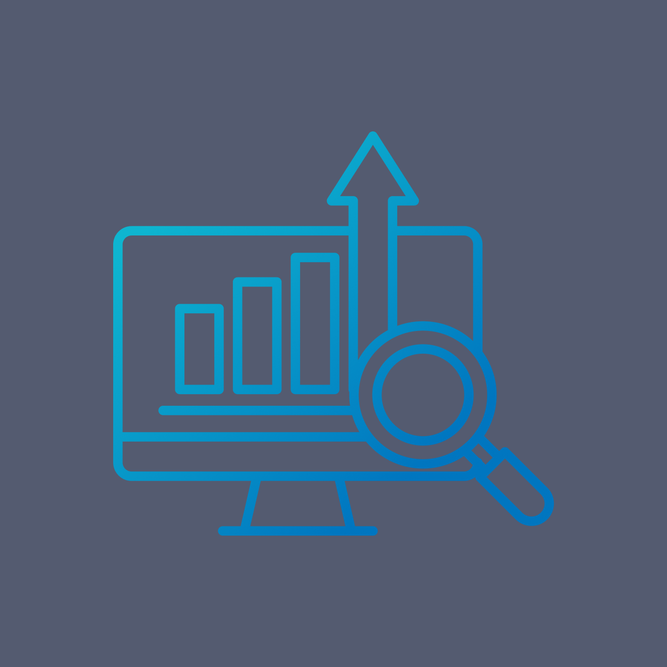 Icon of bar chart with magnifying glass