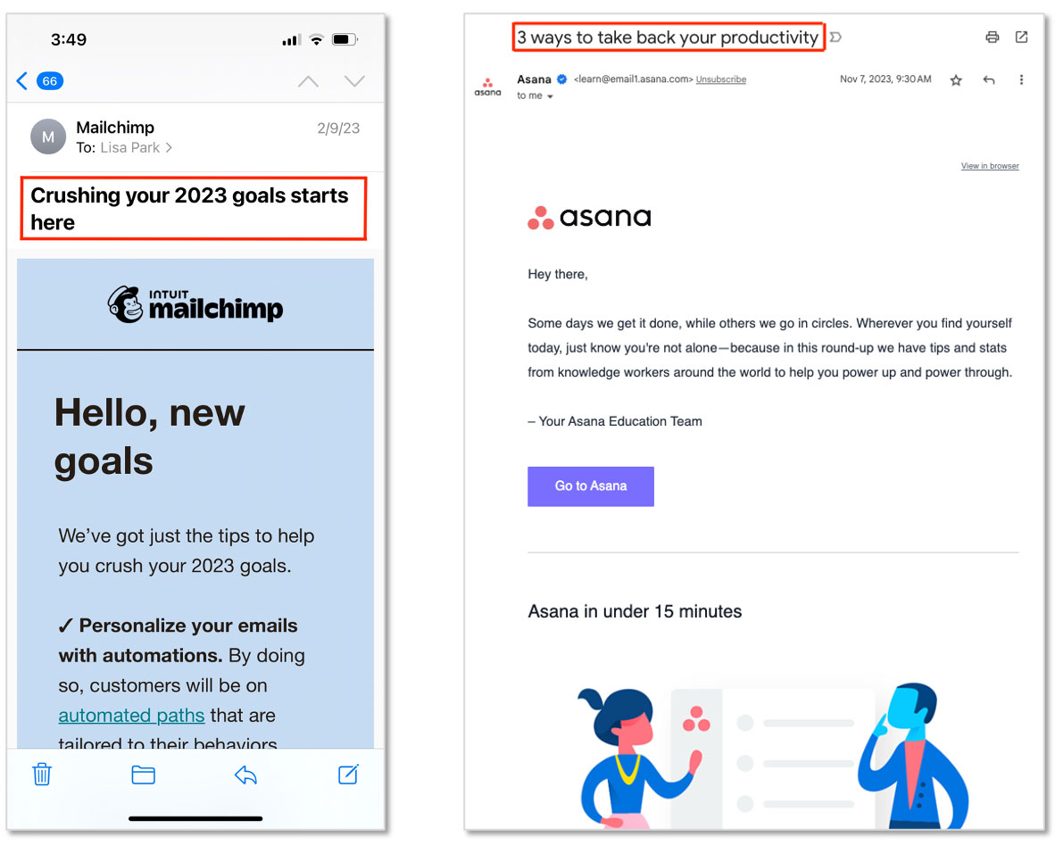 Asana Mailchimp example