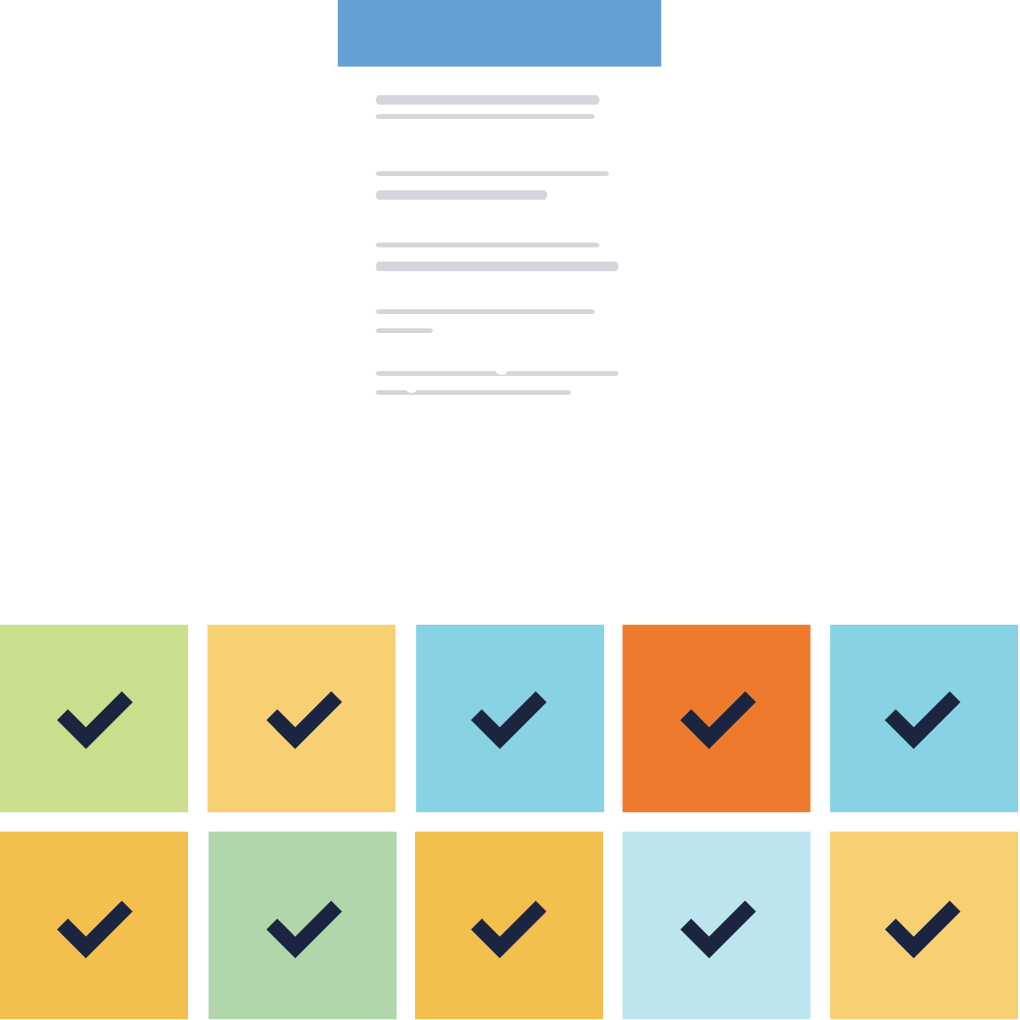 Content governance document with boxes checked off