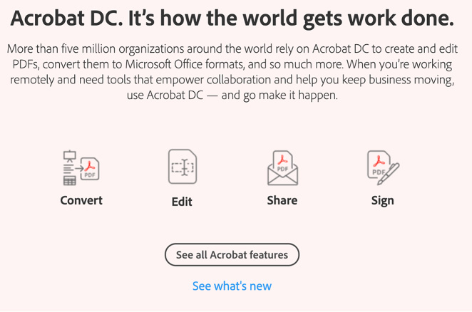 Acrobat DC website copy