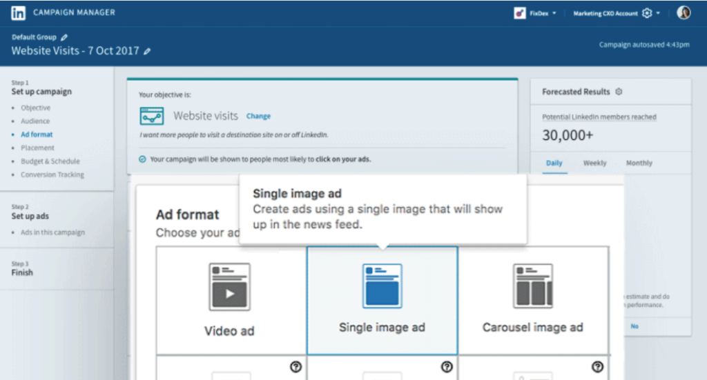 LinkedIn Campaign Manager screenshot